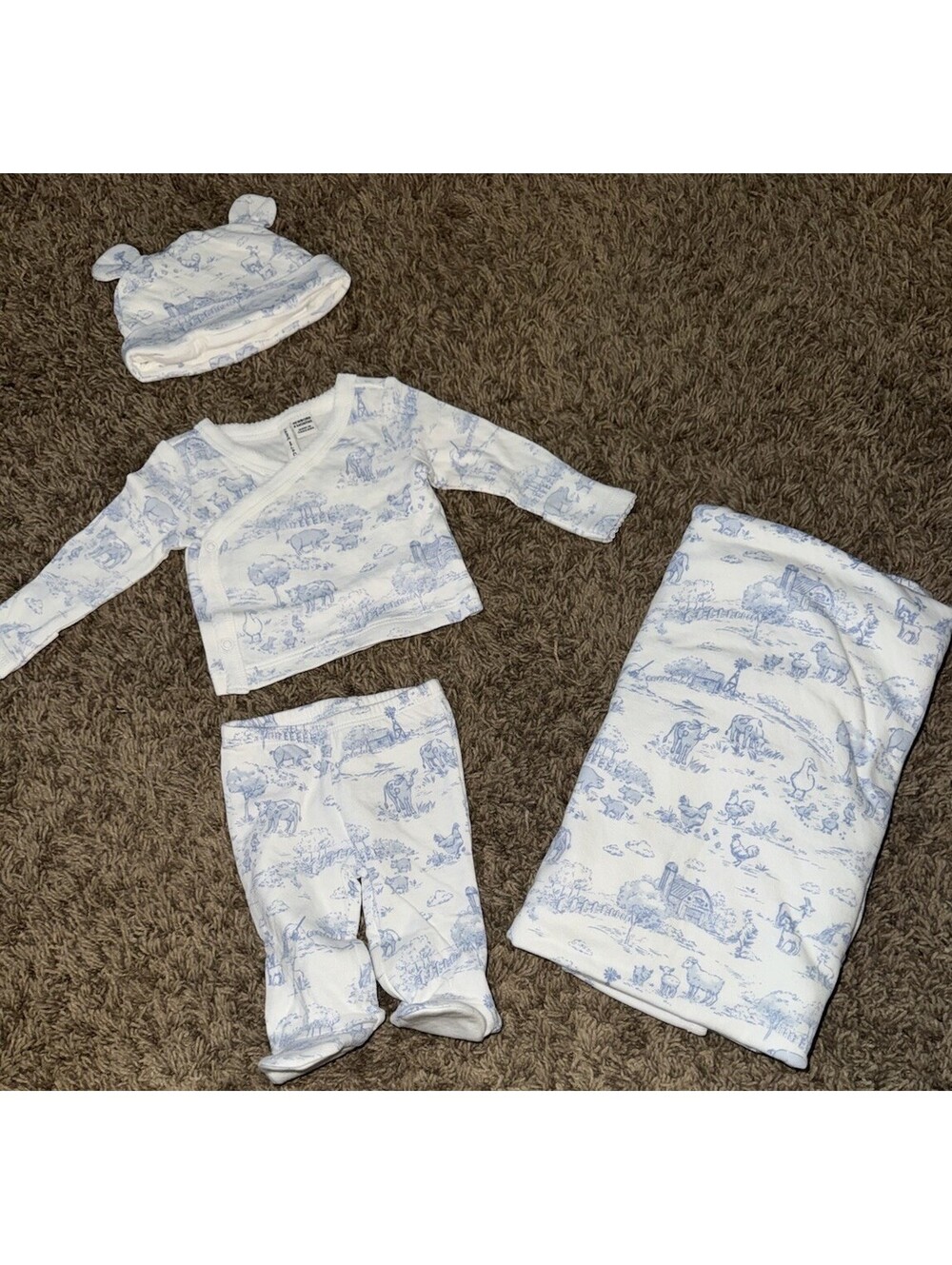 NEW JANIE & JACK Baby Bundle Of Love Gift Set. Farm Animal toile. 6-9 Months NIB